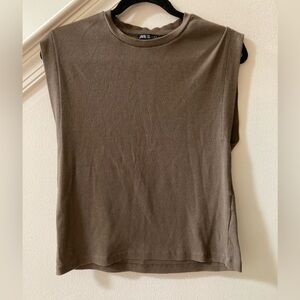 Zara Boxy Sleeveless Ribbed Cotton Top Small